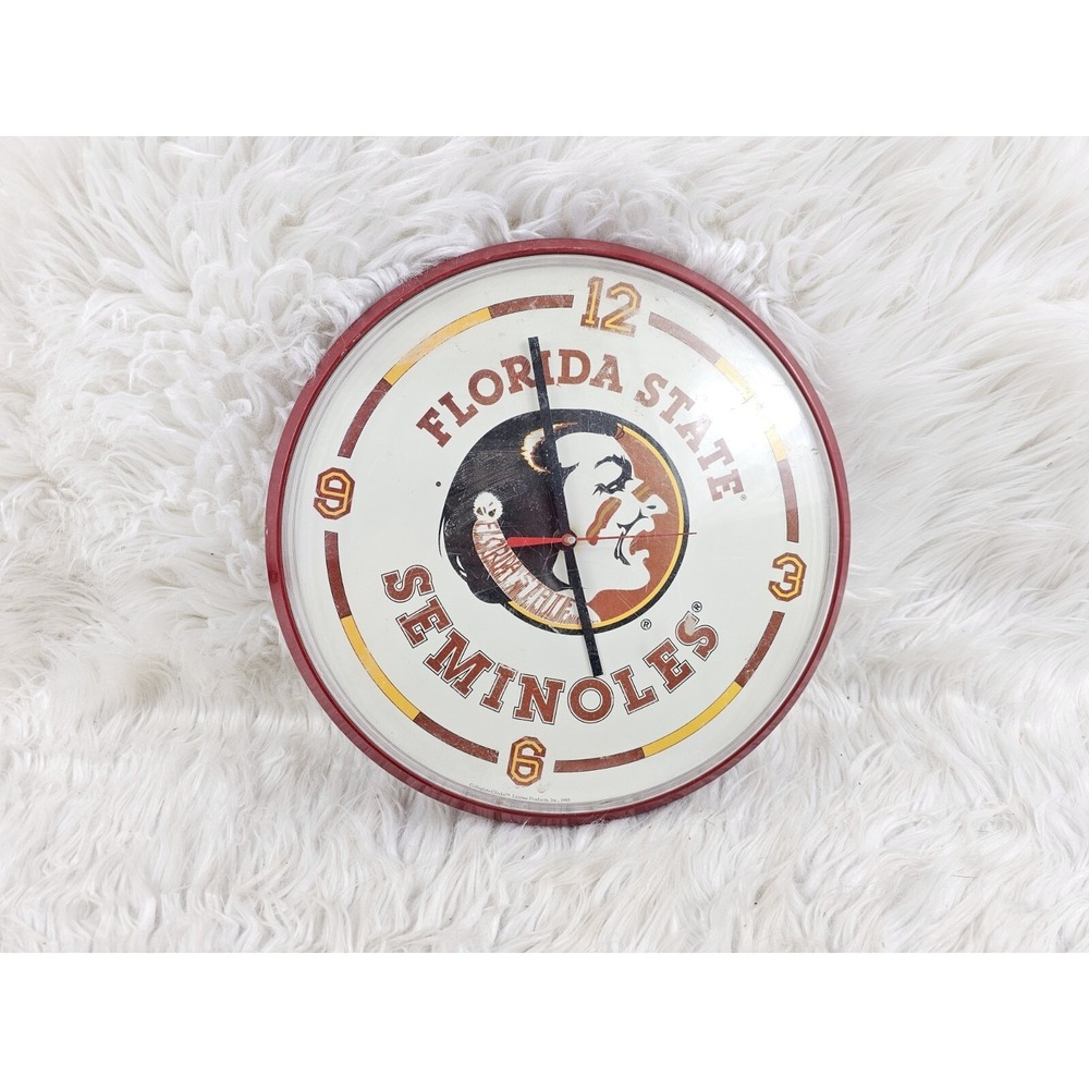 12in Vintage FSU Red Florida State University Seminoles College Clock